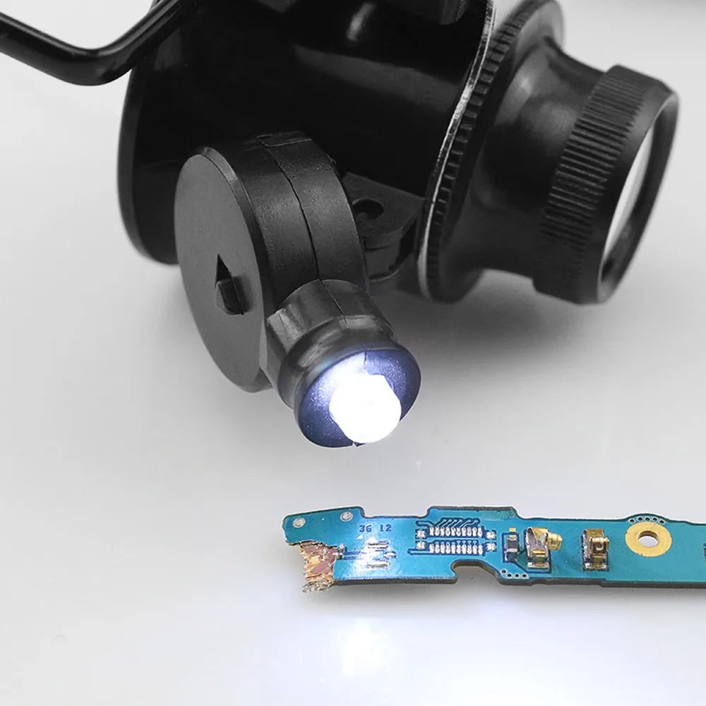 LED-förstoringsglasögon med 20× förstoring – Sparklar