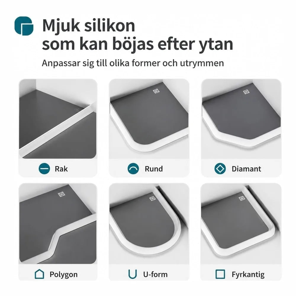 Självhäftande duschlist i silikon – flexibel vattenspärr 1–2 m – Sparklar