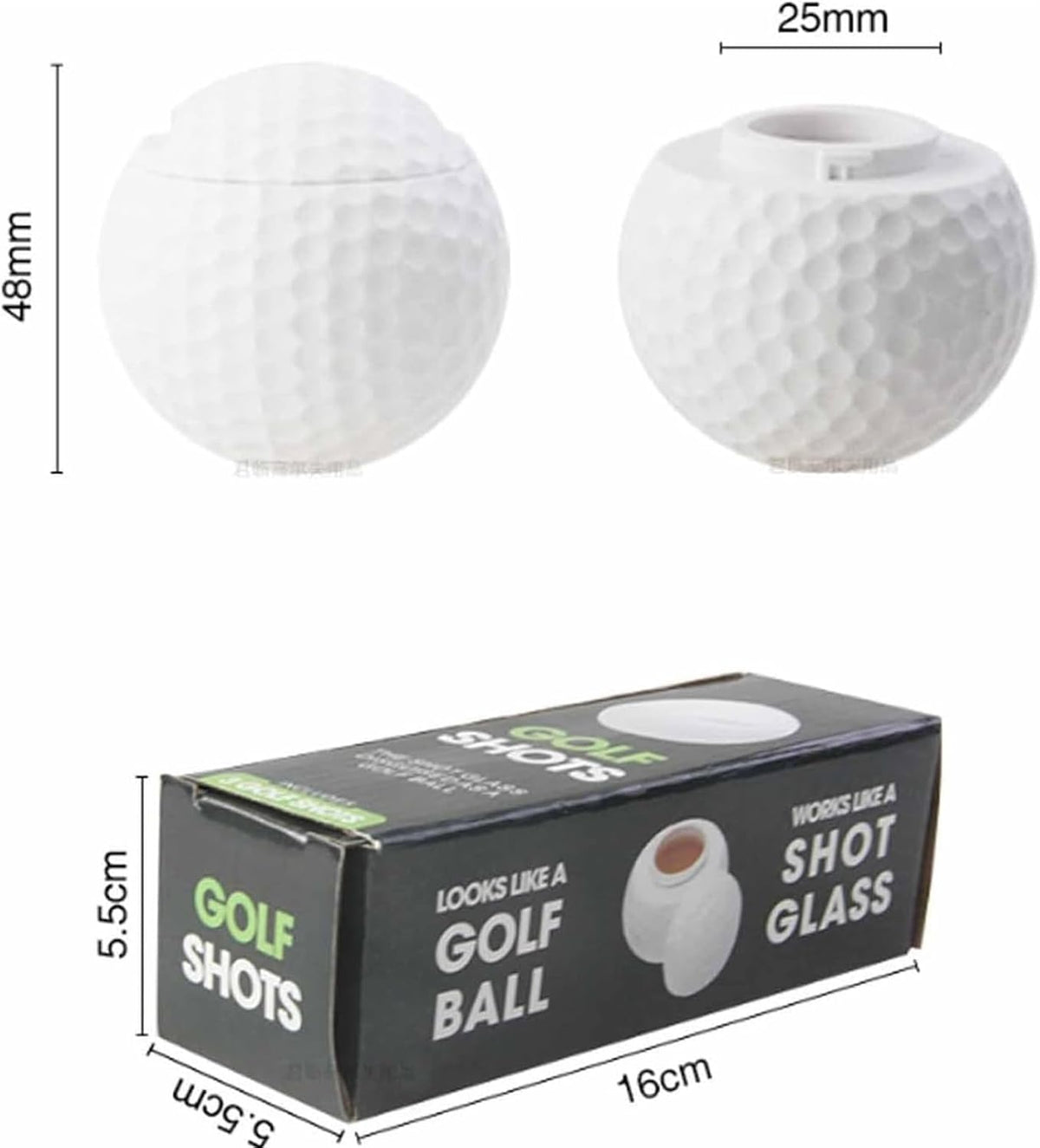 Golfboll shotglas / shotglas set – servering till bar – glas, 3 st, 40 ml