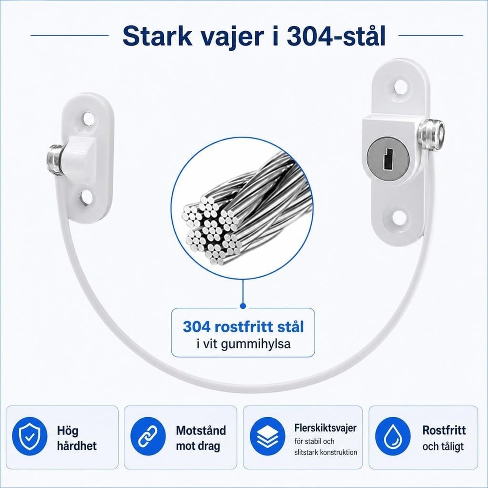 Fönsterbegränsare / fönsterlås – justerbar öppningsspärr – rostfritt stål, skruvmontering - sparklar.se