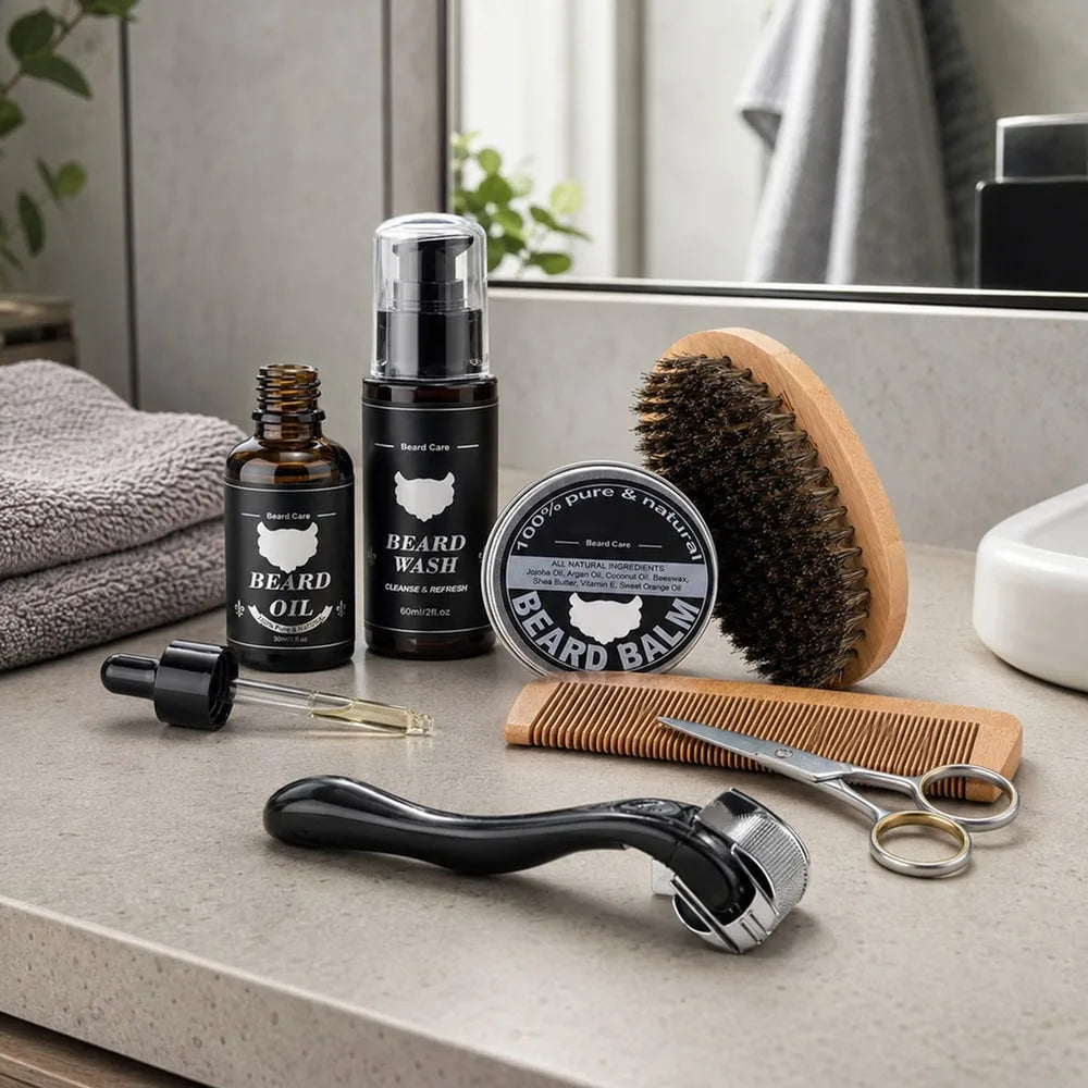 Skäggvårdsset – 5 delar med olja, balm och roller – ND-23282-4-ENV.webp - sparklar.se