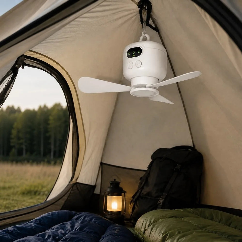 Campingfläkt – uppladdningsbar hängfläkt med USB-C - sparklar.se