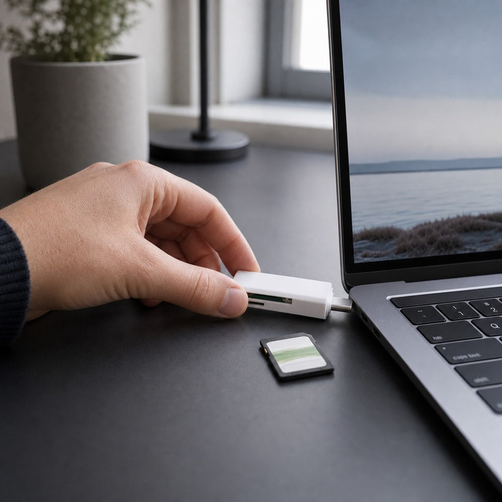 Svart USB-C-kortläsare för SD och microSD – produktbild 3