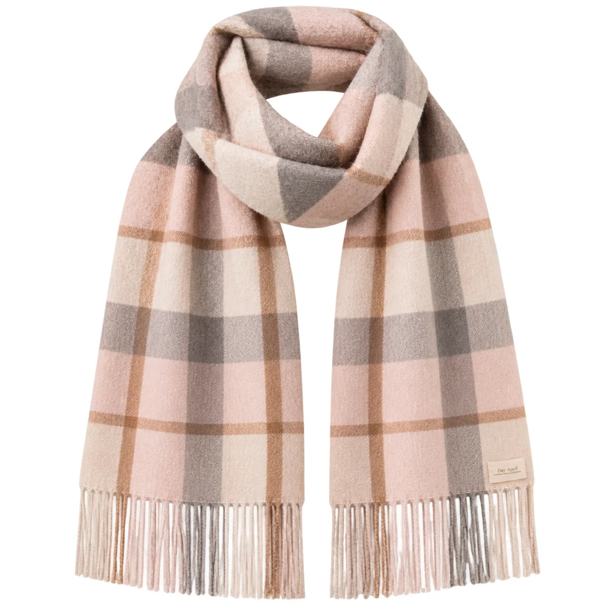 Rosa rutig scarf med fransar