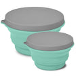 Gröna hopfällbara silikonskålar med lock – 2-pack – produktbild 3