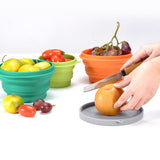 Gröna hopfällbara silikonskålar med lock – 2-pack – produktbild 5