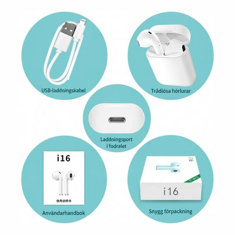 TWS in-ear-hörlurar med laddningsetui – 1 par – Sparklar