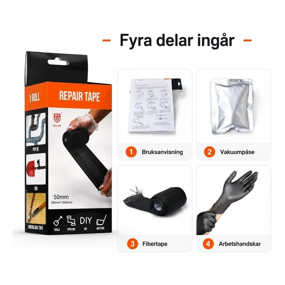 Fibertejp för reparation – 5 × 127 cm – Sparklar