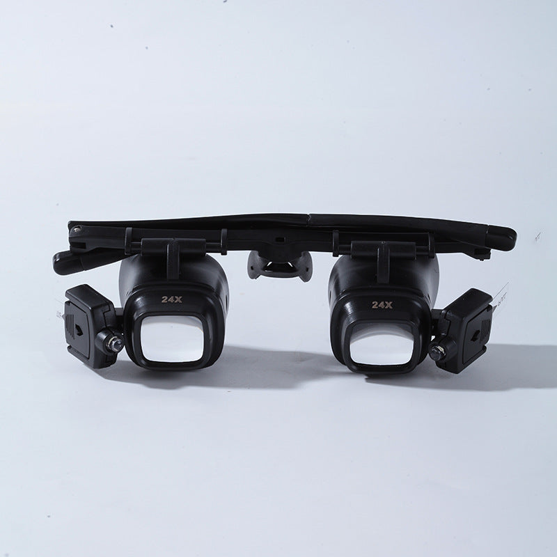 Förstoringsglasögon / luppglasögon – detaljarbete handsfritt – 2 LED, 2–24x, CR1620