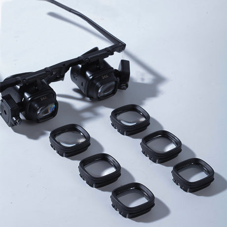 Förstoringsglasögon / luppglasögon – detaljarbete handsfritt – 2 LED, 2–24x, CR1620