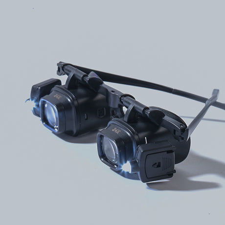 Förstoringsglasögon / luppglasögon – detaljarbete handsfritt – 2 LED, 2–24x, CR1620