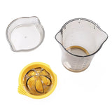 Citruspress / mätkopp – juicepressning, mätning – lock, millilitermarkeringar