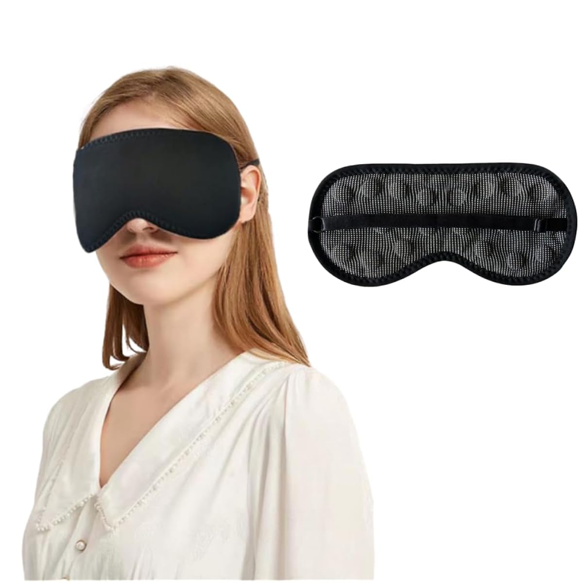Sovmask i mjuk plysch med magneter och justerbart band