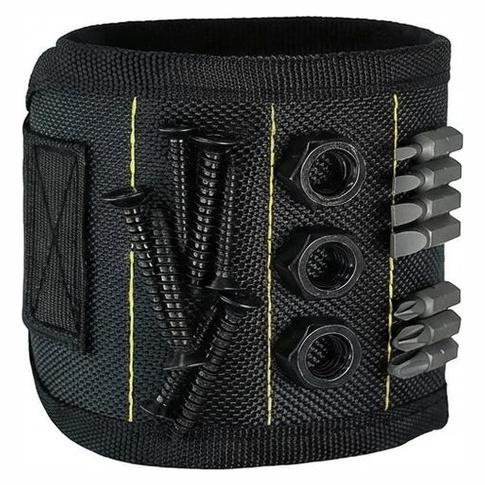 Svart magnetiskt handledsband med skruvar och bits