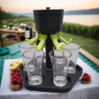 Shotsdispenser / shotserverare – samtidig upphällning – plast, 6 glas, droppbricka - sparklar.se