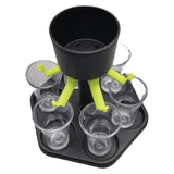 Shotsdispenser / shotserverare – samtidig upphällning – plast, 6 glas, droppbricka - sparklar.se