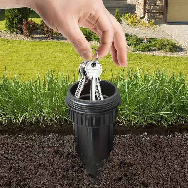 Nyckelgömma utomhus / reservnyckel gömma – diskret sprinklerlook – PP-plast, skruvlock - sparklar.se