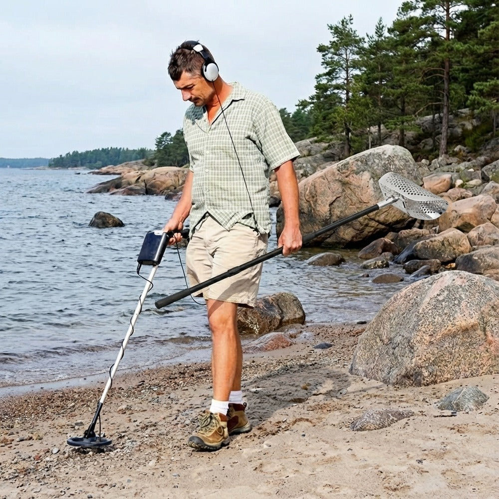 Siktspade för metalldetektering i sand