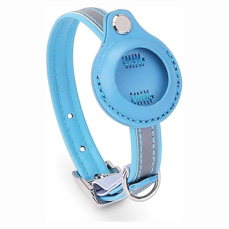 AirTag-halsband katt / små hundar – spårning och synlighet – PU, reflexdetalj, integrerad hållare - sparklar.se