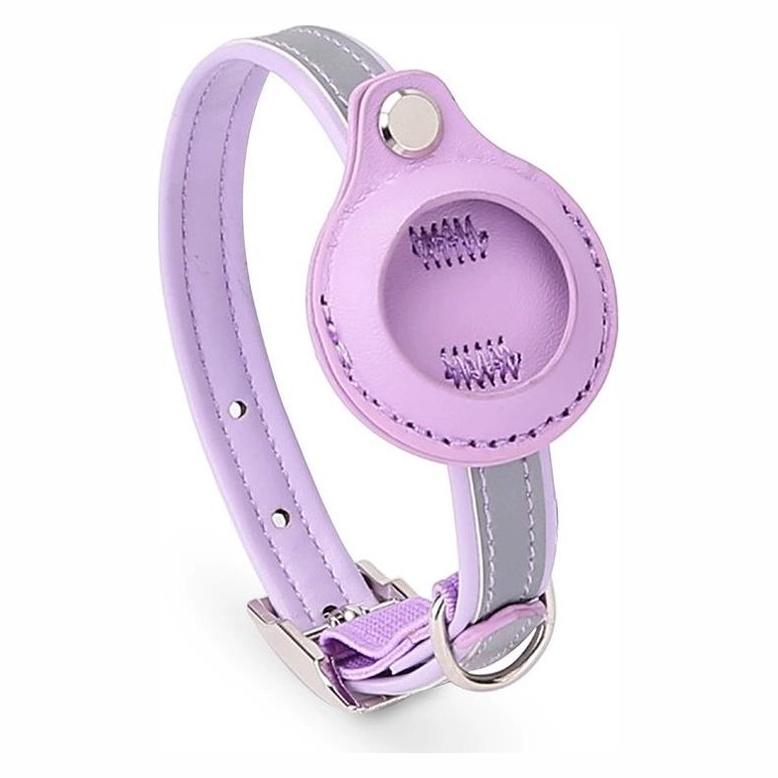 AirTag-halsband katt / små hundar – spårning och synlighet – PU, reflexdetalj, integrerad hållare - sparklar.se