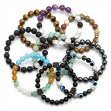 Armbandsset i natursten, 9 armband