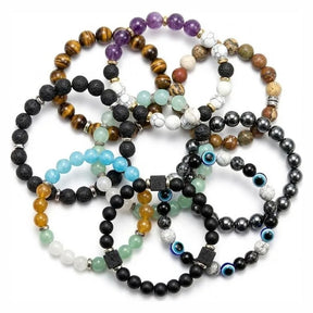 Armbandsset i natursten, 9 armband