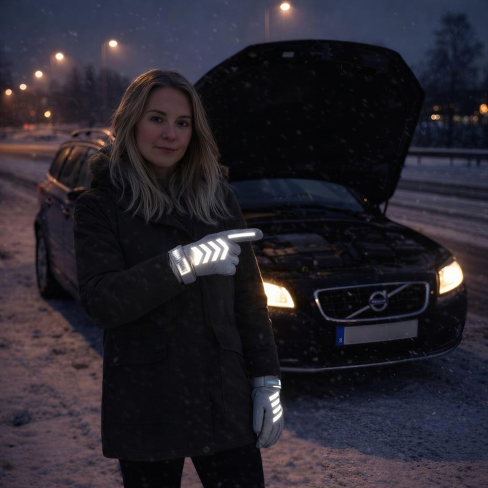 Vinterhandskar / reflexhandskar / pekskärmshandskar – utomhusbruk vinter – PU, fleecefoder - sparklar.se