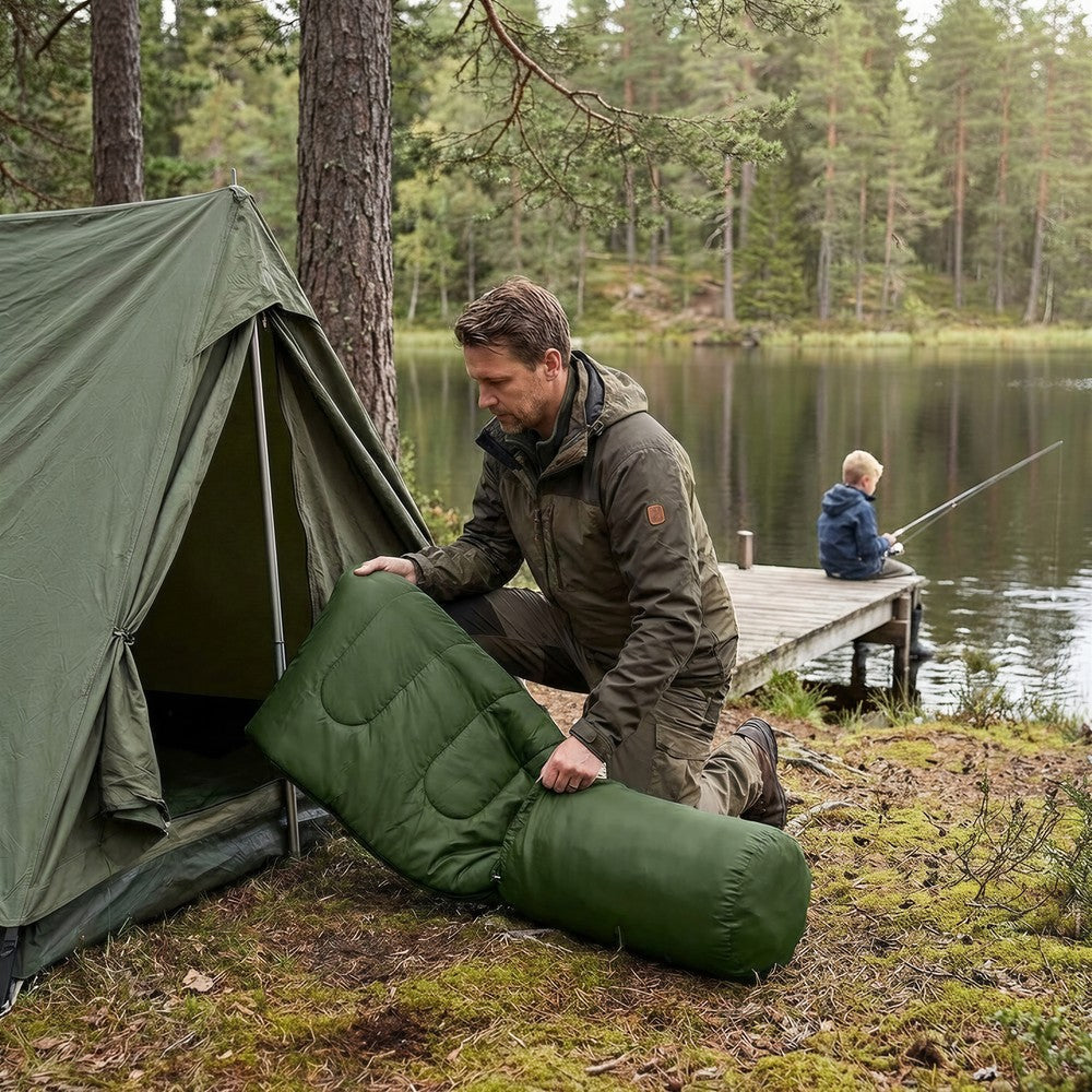 Sovsäcken i campingmiljö