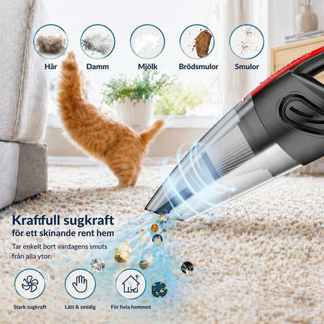 Handdammsugare / bildammsugare – våt och torr rengöring – HEPA-filter, USB-laddning, 120 W - sparklar.se