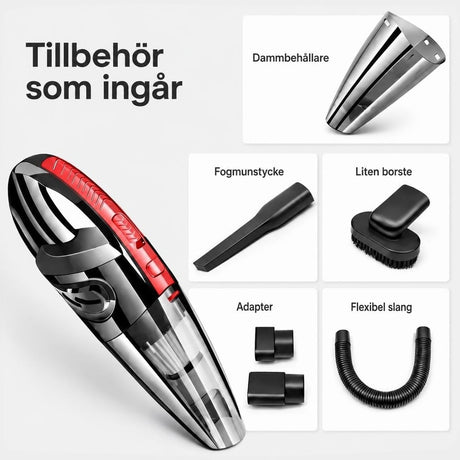 Handdammsugare / bildammsugare – våt och torr rengöring – HEPA-filter, USB-laddning, 120 W - sparklar.se