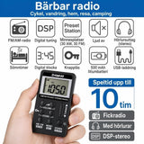 Miniradio / bärbar radio – personlig radiolyssning – stereo, DSP-tuning, 29 stationer - sparklar.se