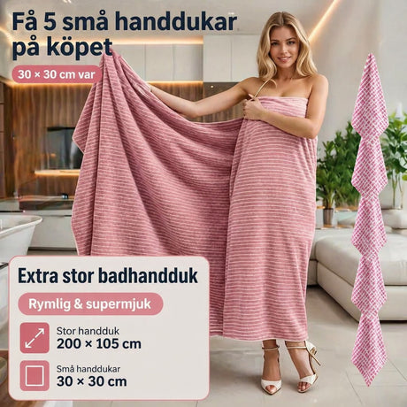 Badlakan / badhandduk – snabb torkning, helkroppstäckning – korallfleece, kantsydd finish - sparklar.se