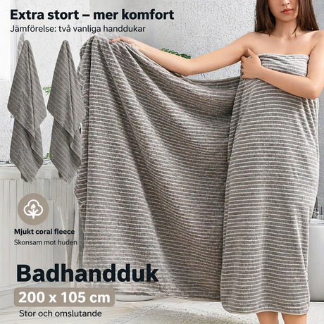 Badlakan / badhandduk – snabb torkning, helkroppstäckning – korallfleece, kantsydd finish - sparklar.se