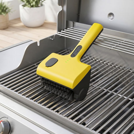 Elgrillborste / elektrisk rengöringsborste – roterande skrubbning – rostfritt stål, PP-borst, 2 hastigheter - sparklar.se