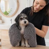 Husdjurshandduk / hundhandduk – snabb torkning efter bad – chenille, mikrofiber, storlek S - sparklar.se