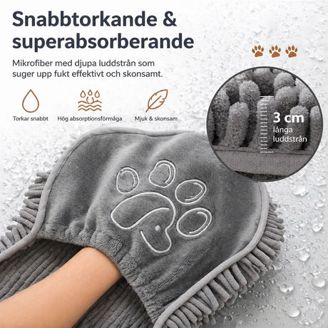 Husdjurshandduk / hundhandduk – snabb torkning efter bad – chenille, mikrofiber, storlek S - sparklar.se