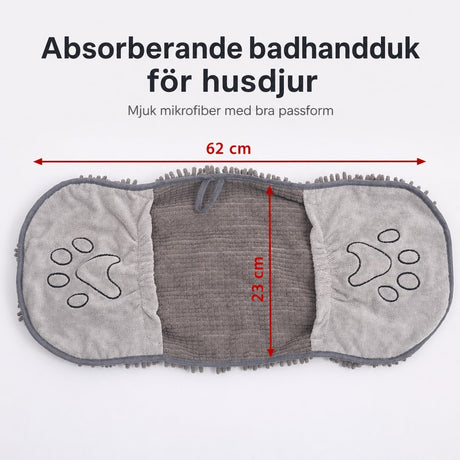 Husdjurshandduk / hundhandduk – snabb torkning efter bad – chenille, mikrofiber, storlek S - sparklar.se