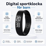 Barnklocka / digital barnklocka – tid, aktivitet, alarm – silikonarmband, USB-laddning - sparklar.se
