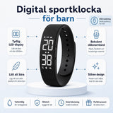 Barnklocka / digital barnklocka – tid, aktivitet, alarm – silikonarmband, USB-laddning - sparklar.se