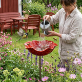 Fågelbad / insektsbad – vattenplats trädgård – legering, markspjut, blomform - sparklar.se