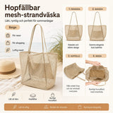 Strandväska / meshväska – vikbar för resa strand – nylon, meshväv, hand eller axel - sparklar.se