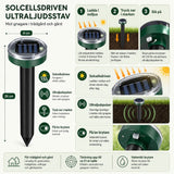 Solcellsdriven sorkskrämmare / ultraljudsskrämma – markspett utomhus – plast, rund modell - sparklar.se