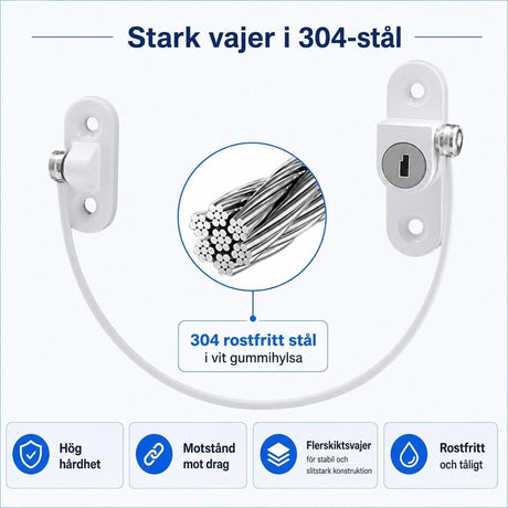Fönsterbegränsare / fönsterlås – justerbar öppningsspärr – rostfritt stål, skruvmontering - sparklar.se