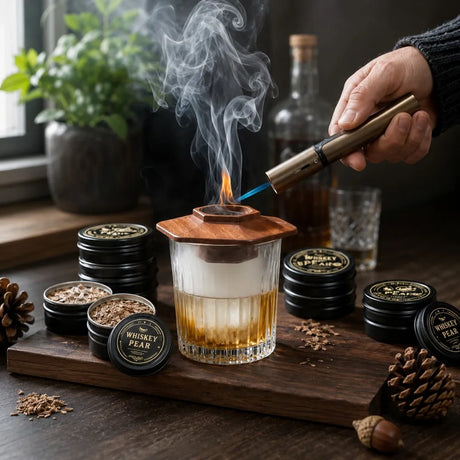 Cocktailsmoker / röksats för whisky och drinkar – träflis i 6 smaker, presentbox - sparklar.se