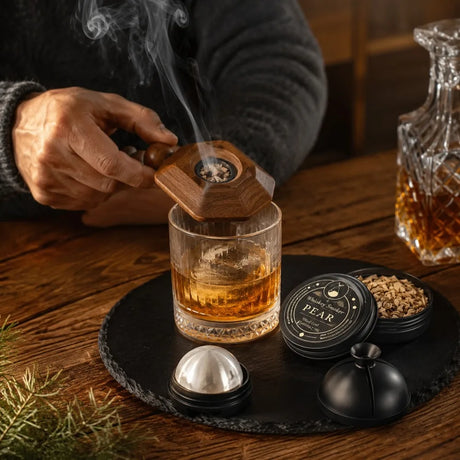 Cocktailsmoker / röksats för whisky och drinkar – träflis i 6 smaker, presentbox - sparklar.se