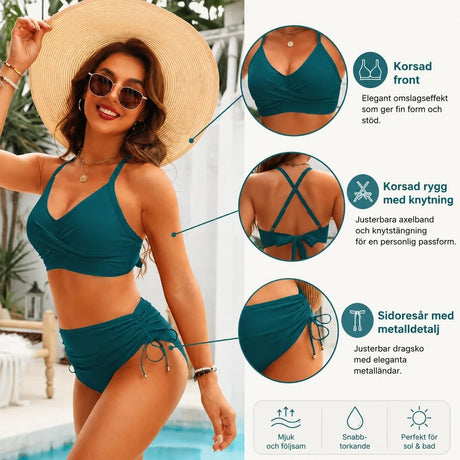 Bikini dam – tvådelad modell med korsad front och knytband - sparklar.se