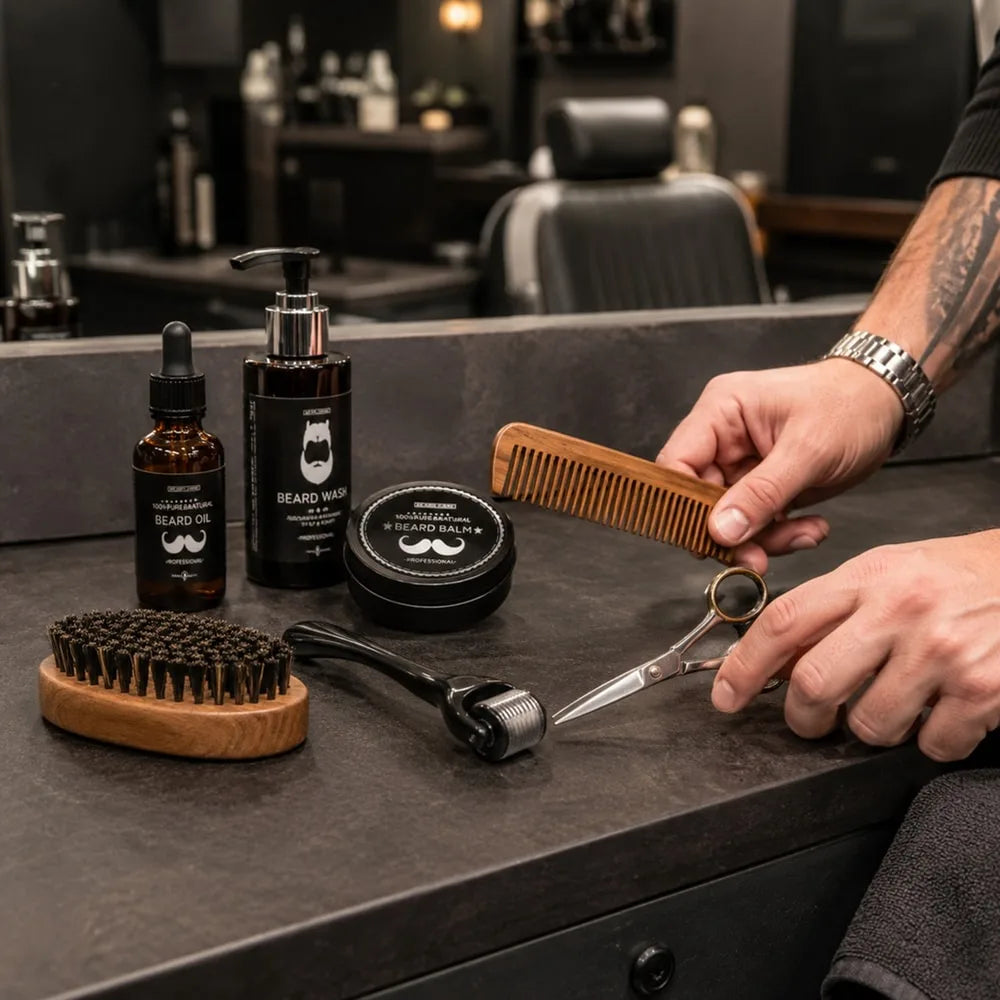 Skäggvårdsset – 5 delar med olja, balm och roller – ND-23282-9-ENV.webp - sparklar.se