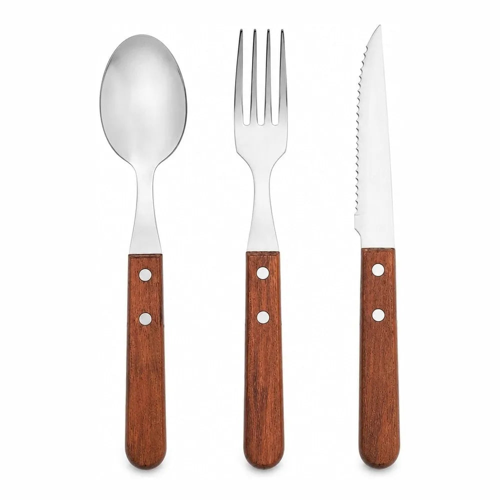 Stekbestick med trähandtag – 6 set, 18 delar – Sparklar