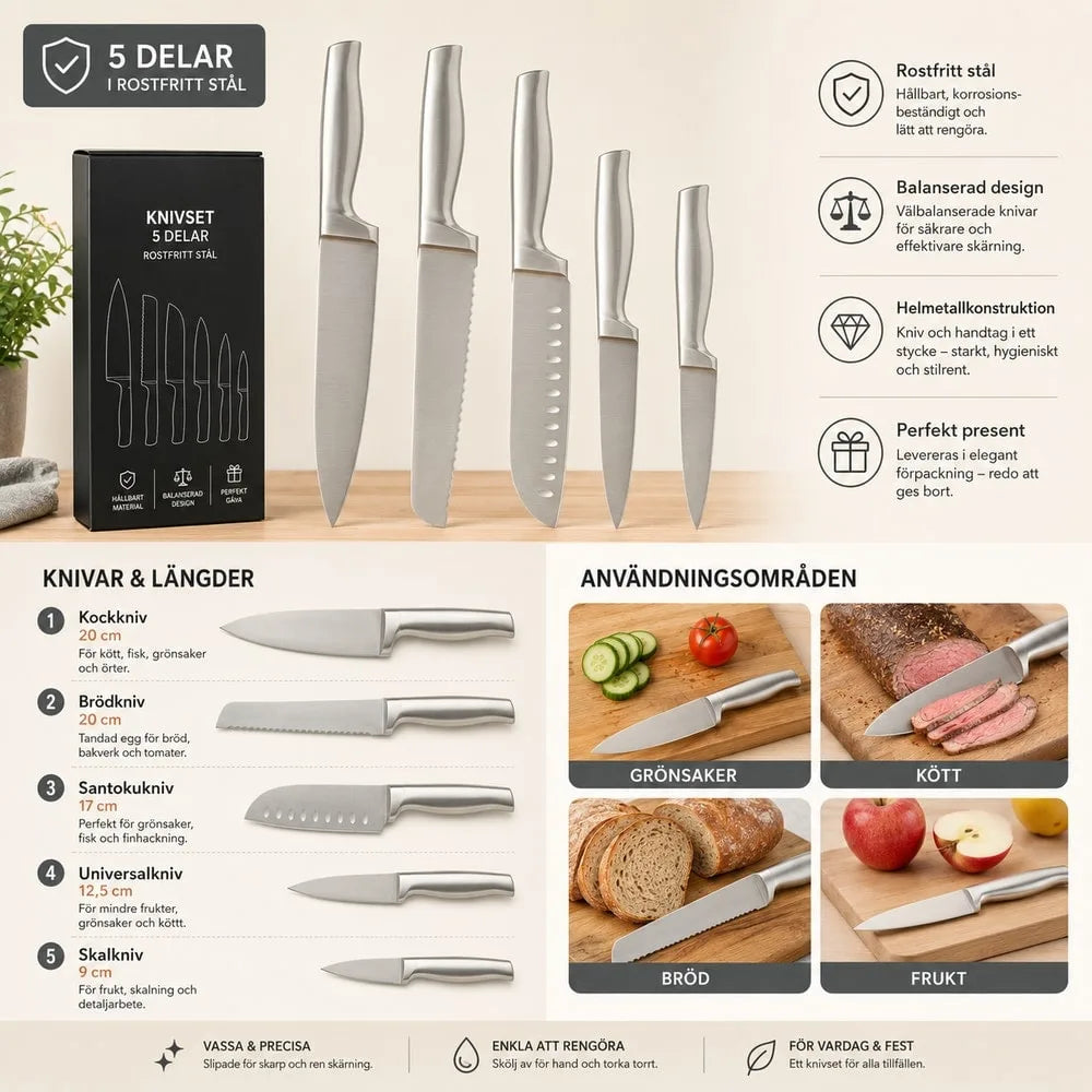 Knivset 5 delar – köksknivar i 4Cr-stål för vardagsmatlagning – ND-23303-9-INF.webp - sparklar.se