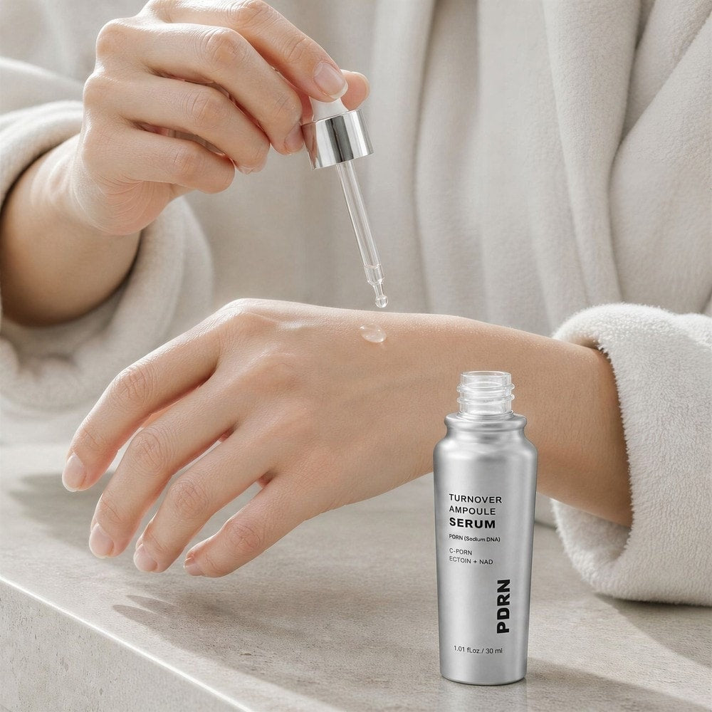 PDRN-serum i silverfärgad 30 ml-flaska med pipett